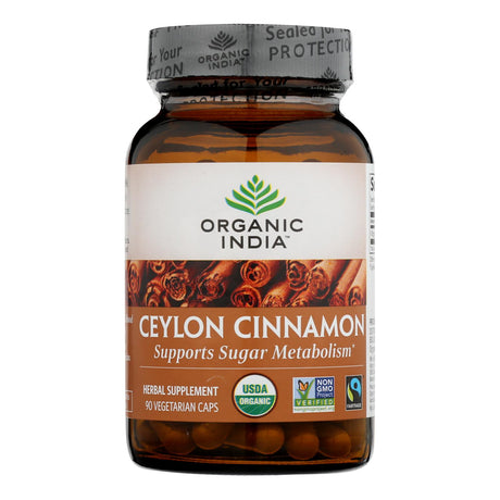 Organic India Organic Cinnamon Vcaps - 90 Count Herbal Supplement - Cozy Farm 