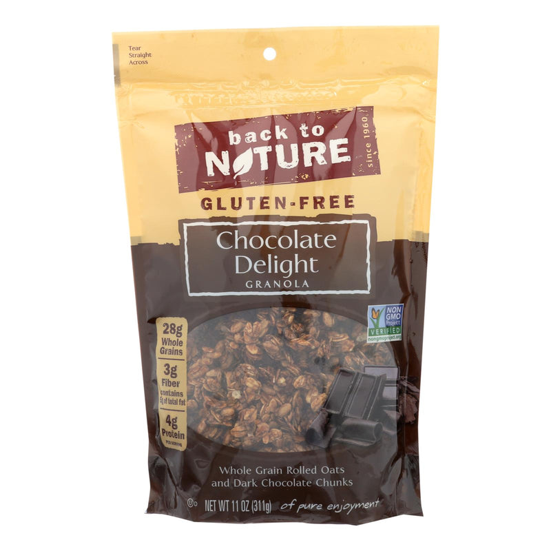 Back To Nature Chocolate Delight Granola - Whole Grain Rolled Oats and Dark Chocolate Chunks - 11 Oz. Pack of 6 - Cozy Farm 