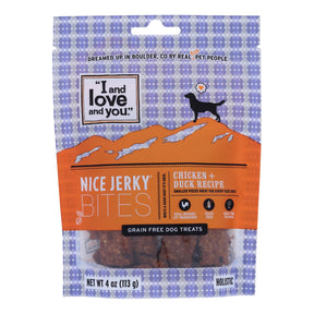 I and Love and You Premium Dog Jerky Treats: Chicken & Duck (Pack of 6 - 4 Oz.) - Cozy Farm 