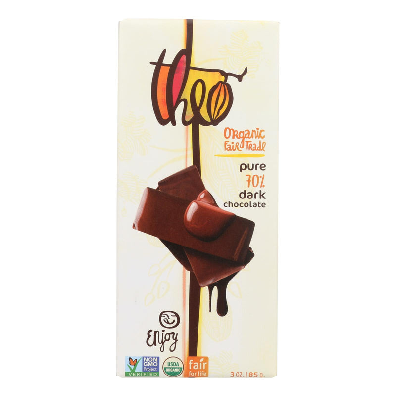 Organic Theo Dark Chocolate (Pack of 12) - Classic 70% Cacao Pure 3 Oz Bars - Cozy Farm 