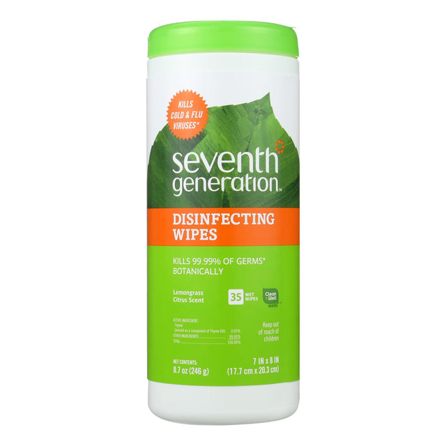 Seventh Generation Disinfecting Wipes - Lemongrass Citrus (Pack of 12 - 35 Ct) - Cozy Farm 