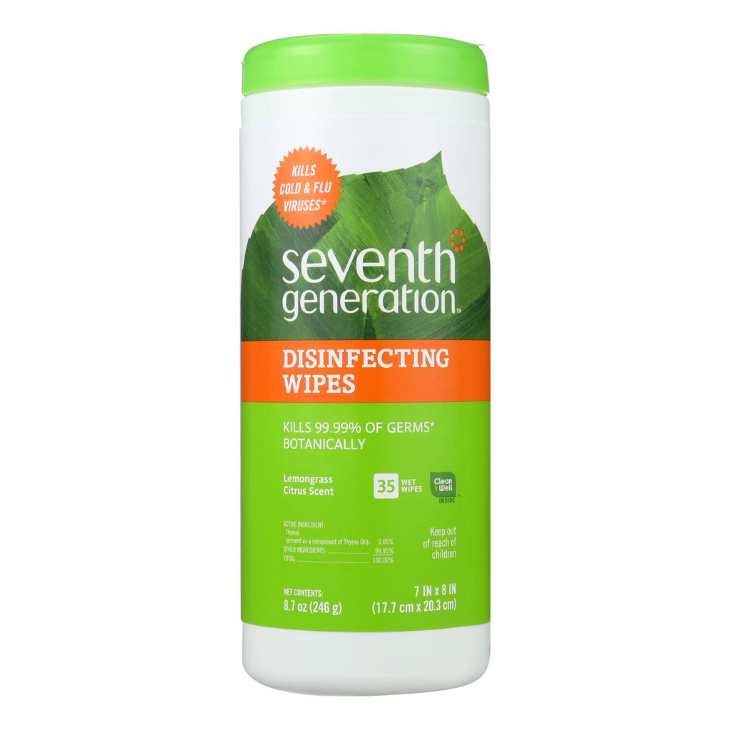 Seventh Generation Disinfecting Wipes (Pack of 12) - Multi Surface Lemongrass Citrus - 35 Ct - Cozy Farm 