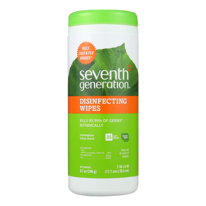 Seventh Generation Disinfecting Wipes - Lemongrass Citrus (Pack of 12 - 35 Ct) - Cozy Farm 