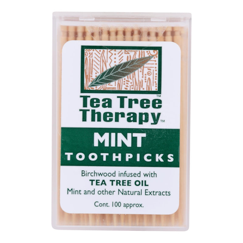 Tea Tree Therapy Toothpicks: 12 Packs of 100 Toothpicks Infused with Tea Tree Oil's Power - Cozy Farm 