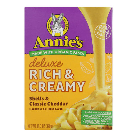 Annie's Homegrown Deluxe Shells and Cheddar Mac & Cheese (12 Pack - 11.3 oz. per Box) - Cozy Farm 