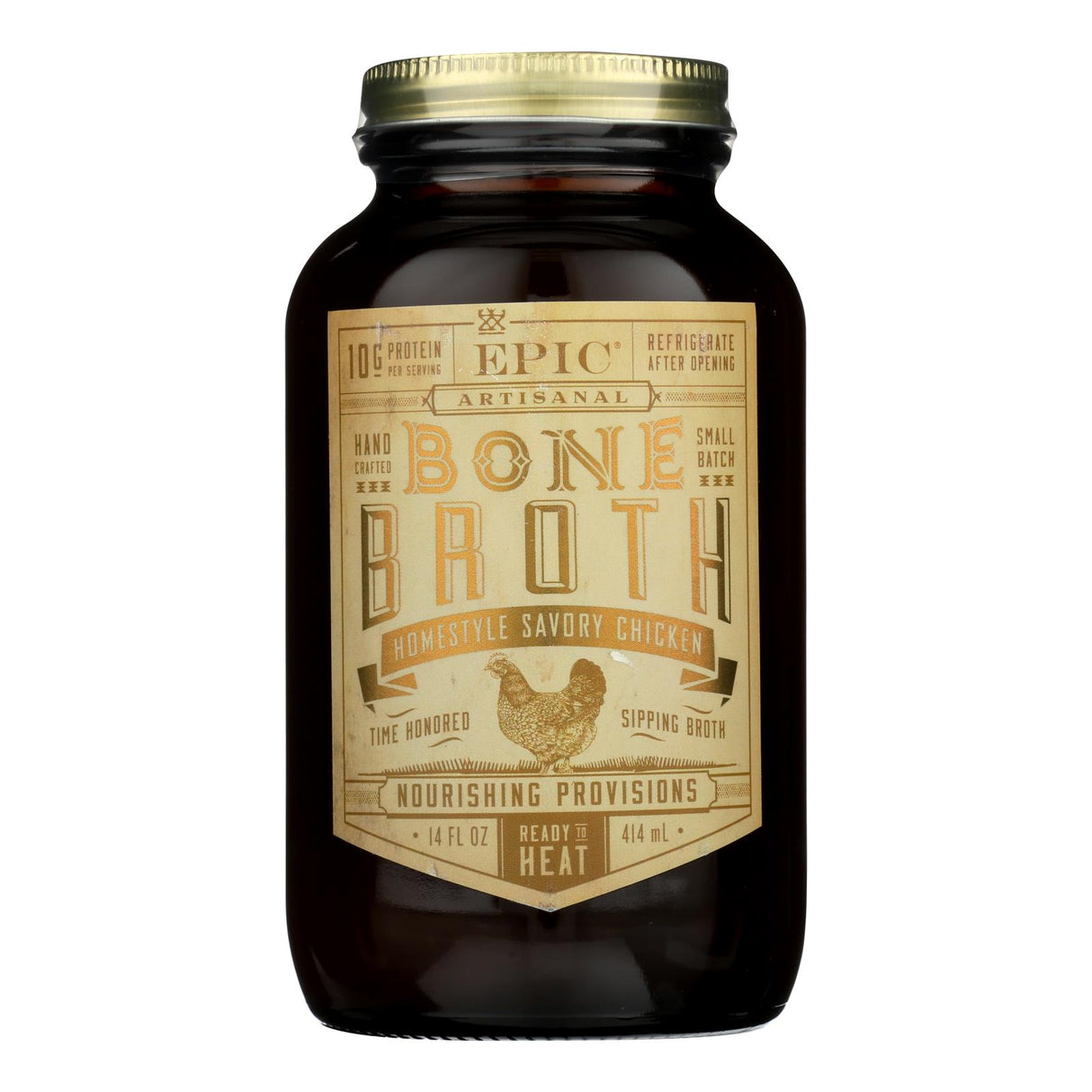 Epic Homestyle Savory Chicken Bone Broth, 14 Fl Oz (Pack of 6) - Cozy Farm 