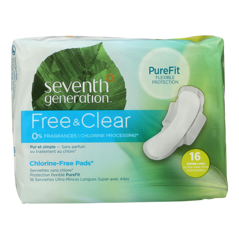 Seventh Generation Free & Clear Super Long Pads (Pack of 6 x 16) - Cozy Farm 