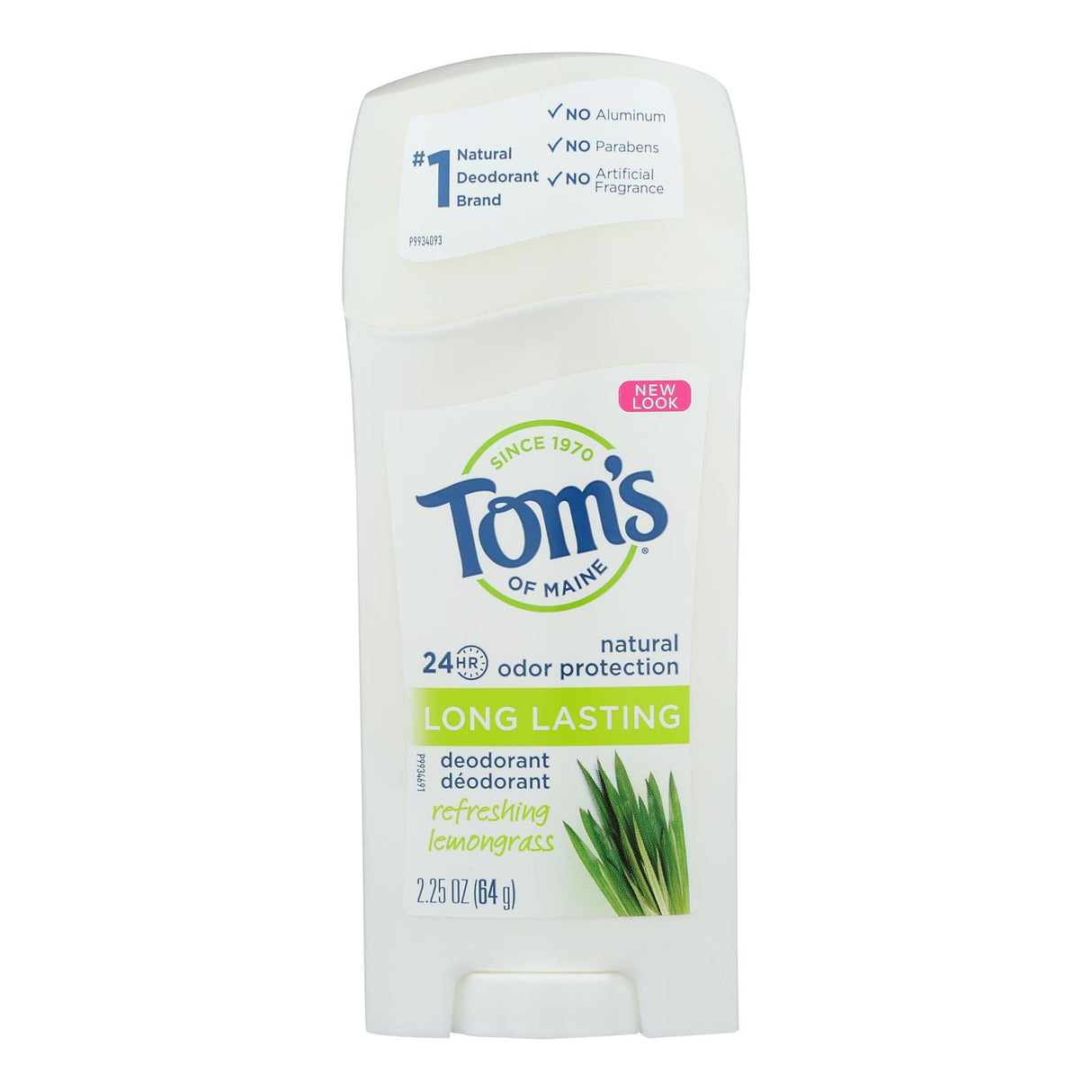 Tom's of Maine Lemongrass Natural Deodorant Stick for Long-Lasting Protection - 2.25 Oz (Pack of 6) - Cozy Farm 