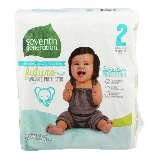 Seventh Generation Baby Diapers - Stage 2 (12-18lb), 31 Ct, Pack of 4 - Cozy Farm 