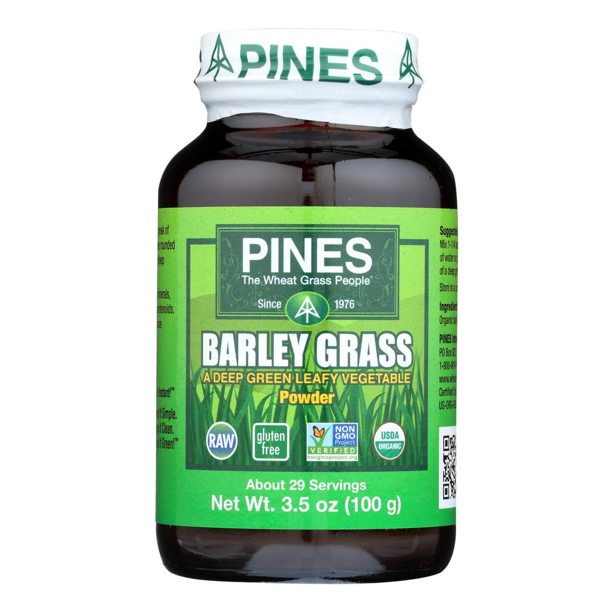 Pines International Organic Barley Grass Powder (3.5 Oz. Pack) - Cozy Farm 