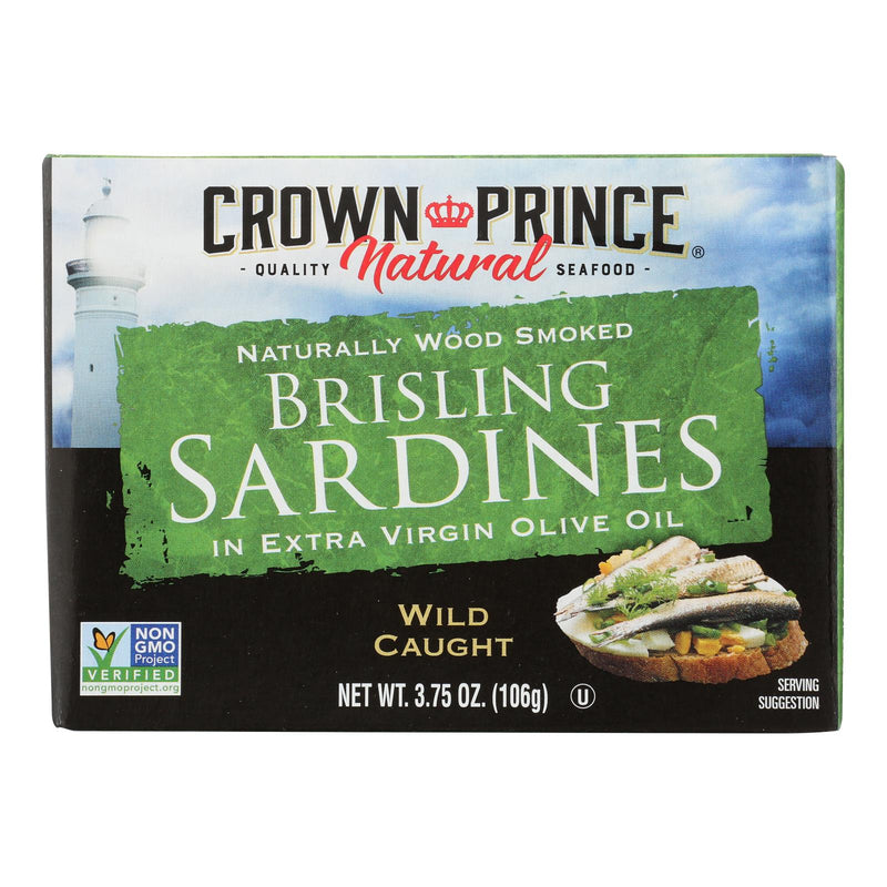 Crown Prince Brisling Sardines in Extra Virgin Olive Oil (Pack of 12 - 3.75 Oz.) - Cozy Farm 