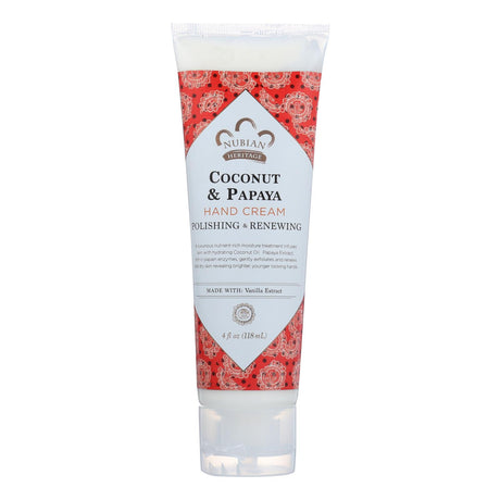 Nubian Heritage Coconut & Papaya Hand Cream for Nourished and Softened Hands (4 Oz.) - Cozy Farm 