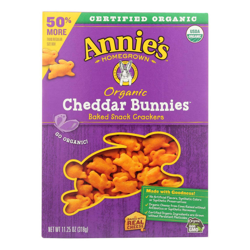Annie's Homegrown Organic Bunnies Crackers - Cheddar (Pack of 6) - 11.25 Oz - Cozy Farm 