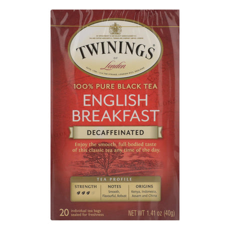 Twinings English Breakfast Decaf Tea (Pack of 6 - 20 Bags) - Cozy Farm 