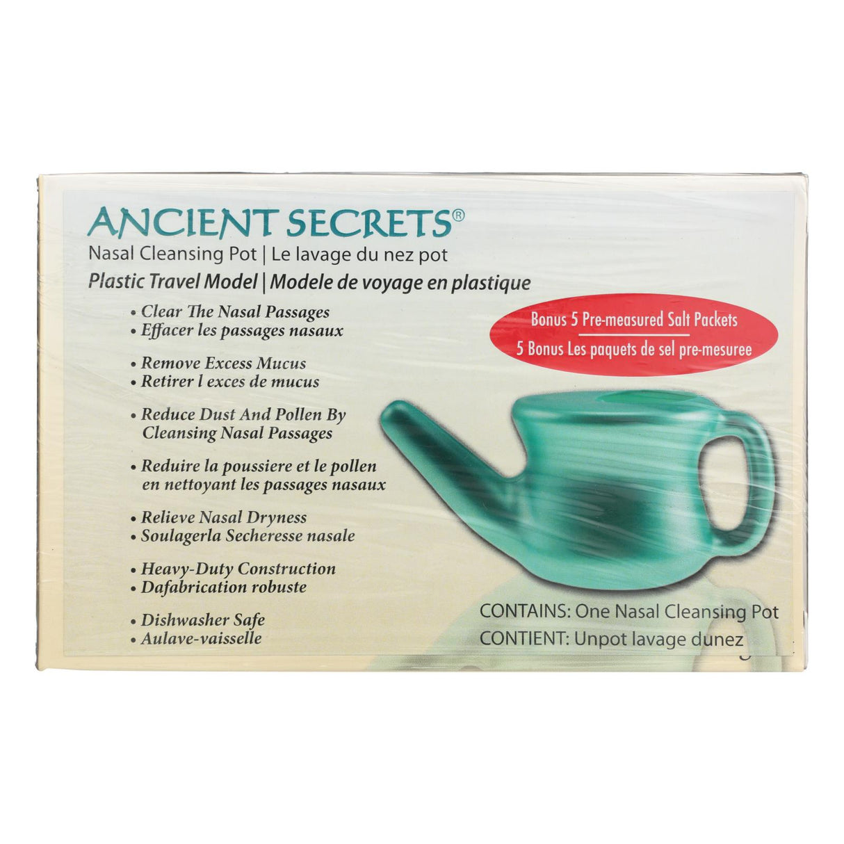 Ancient Secrets Neti Pot - Nasal Cleansing, Plastic - Cozy Farm 