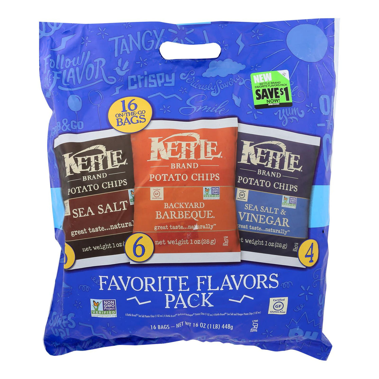 Kettle Brand Kettle Chips Variety Pack, 16 Ct (Pack of 6) - Cozy Farm 