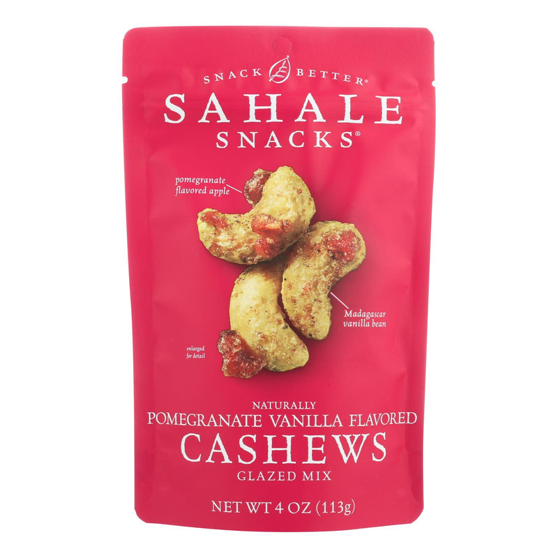 Sahale Snacks Glazed Cashews - Pomegranate and Vanilla Flavour, 4 Oz. (Pack of 6) - Cozy Farm 
