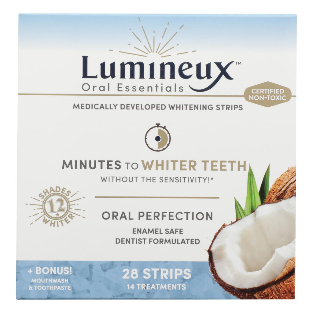 Lumineux Oral Essentials Whitening Strips with Bonus Mouthwash  (Pack of 28 Strips) - Cozy Farm 