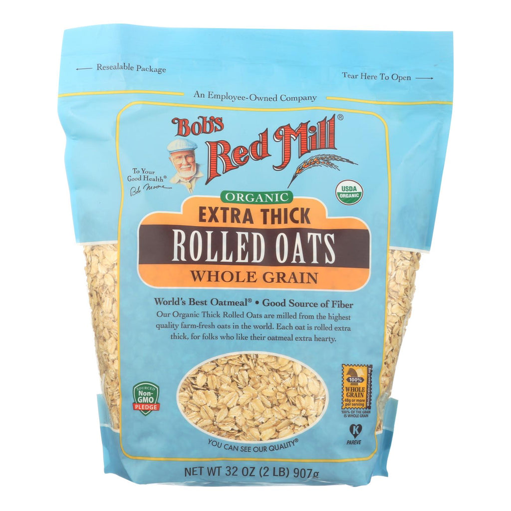 Bob's Red Mill Organic Extra Thick Rolled Oats (Pack of 4) - Whole Grain, 32 Oz. - Cozy Farm 