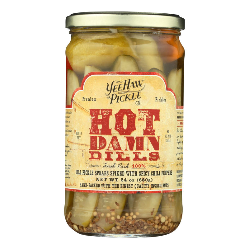 Yee-haw Hot Damn Pickle Dills - 6 Pack, 24 Oz. - Cozy Farm 
