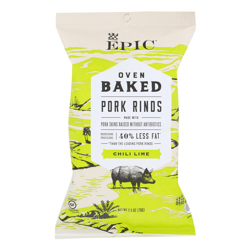 Epic Chili Lime Oven Baked Pork Rinds 12-Pack (2.5 Oz. Each) - Cozy Farm 