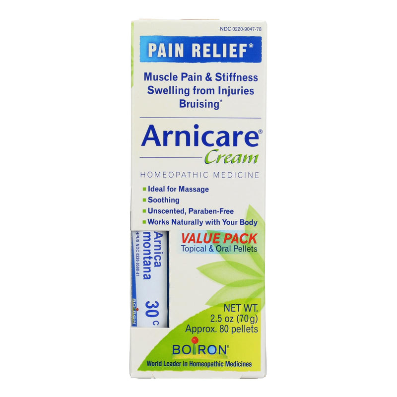 Boiron Arnicare Homeopathic Cream for Pain Relief, 2.5 Oz Blue Tube - Cozy Farm 