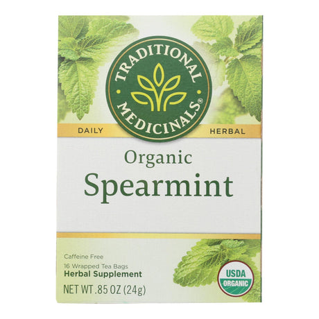 Traditional Medicinals Organic Spearmint Tea: Refreshing & Calming (6 Pack) - Cozy Farm 