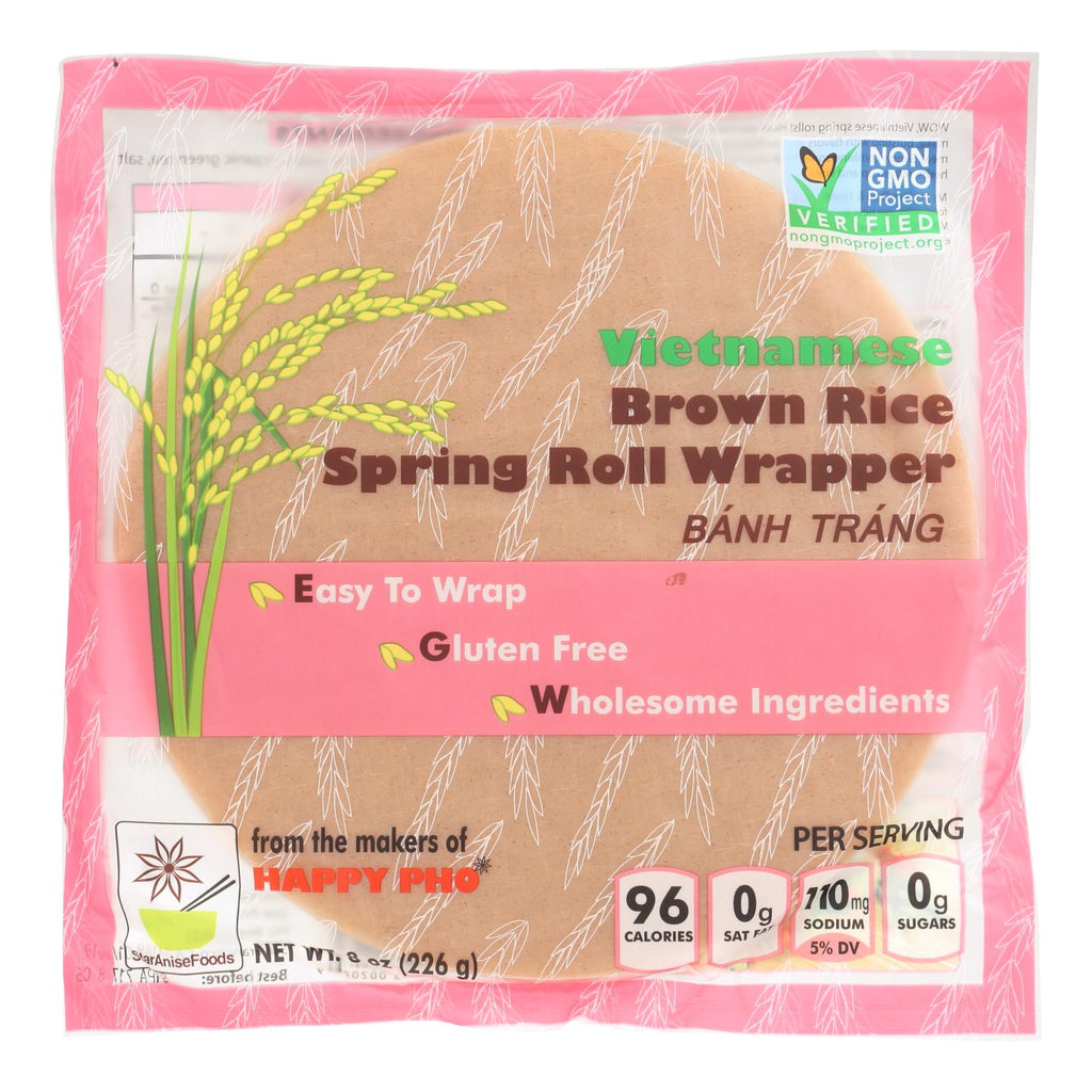Star Anise Foods Spring Roll Wrapper (Pack of 6) - Brown Rice Vietnamese 8 Oz - Cozy Farm 
