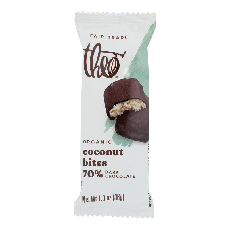 Theo Chocolate Coconut Bites - Dark Chocolate Classic Coconut - Case Of 12 - 1.3 Oz. - Cozy Farm 