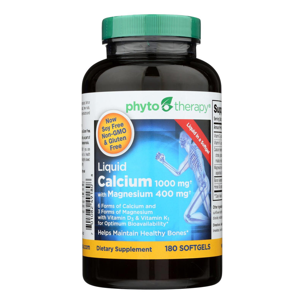Phyto-Therapy Liquid Calcium with Magnesium (Pack of 180 Softgels) - 1000mg - Cozy Farm 