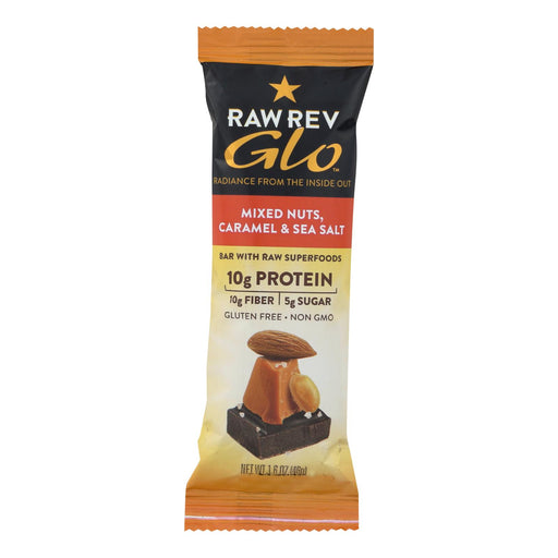Raw Revolution Glo Bar - Mixed Nuts - Caramel And Sea Salt - 1.6 Oz - Case Of 12 - Cozy Farm 