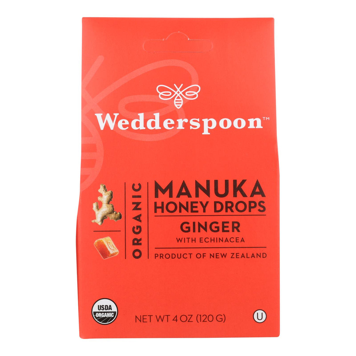 Wedderspoon Organic Manuka Honey Drops with Ginger - 15+ UMF (Pack of 4) - Cozy Farm 