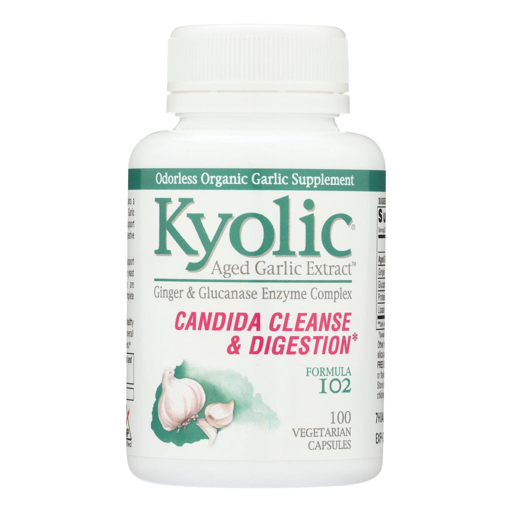 Kyolic Aged Garlic Extract Candida Cleanse and Digestion Formula 102 (Pack of 100 Vegetarian Capsules) - Cozy Farm 