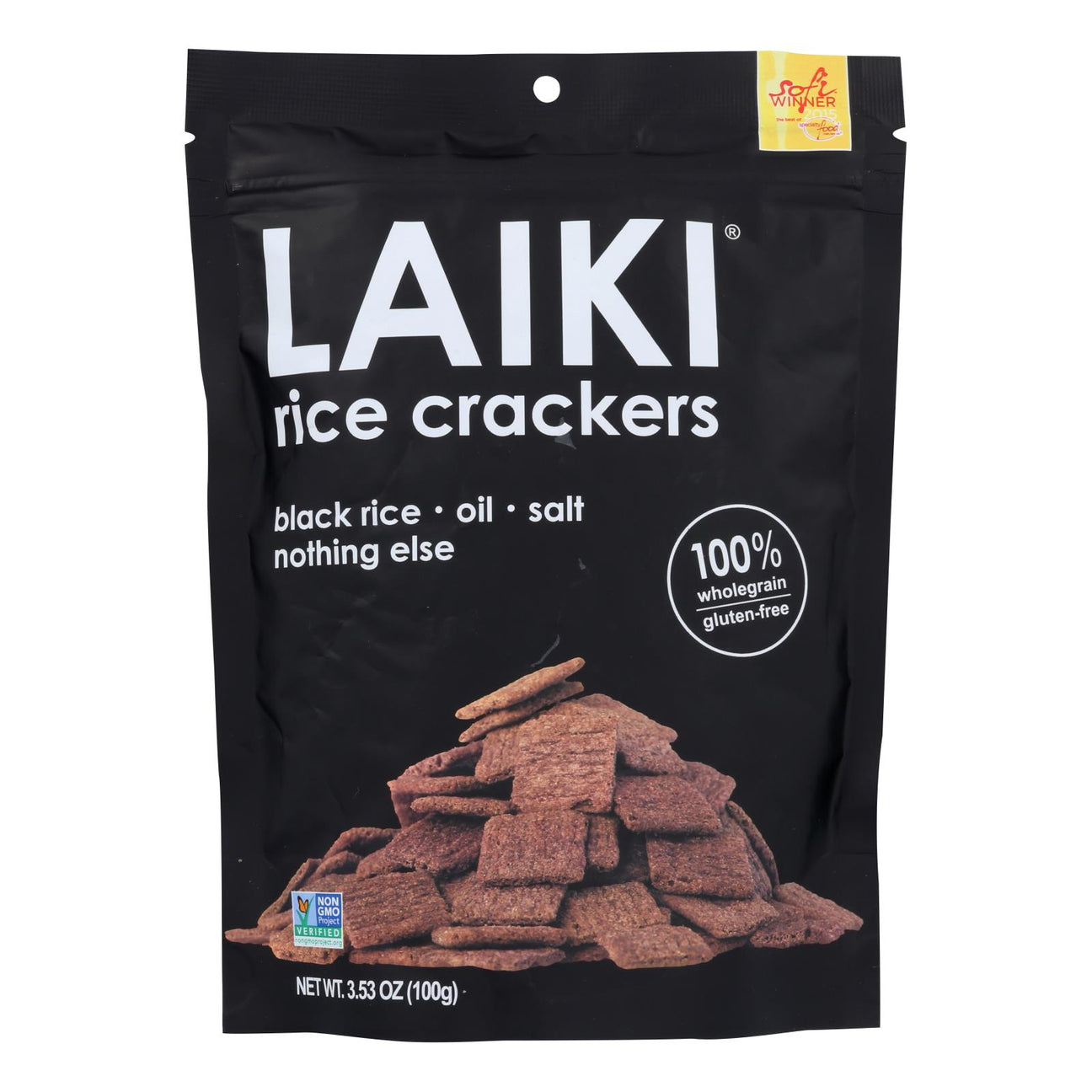 Laiki Black Rice Crackers: Whole Grain, Gluten-Free, Cholesterol-Free (Pack of 8 - 3.5 Oz.) - Cozy Farm 