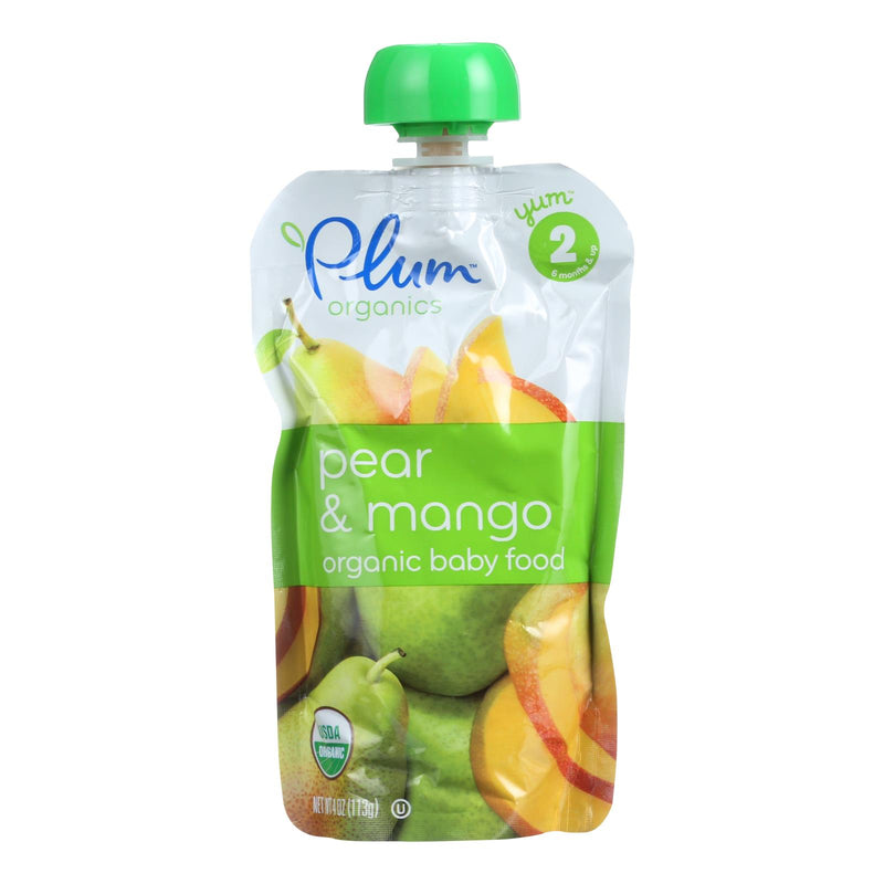 Plum Organics Organic Pear & Mango Puree, Stage 2, 6Pk - 3.5oz Pouches - Cozy Farm 