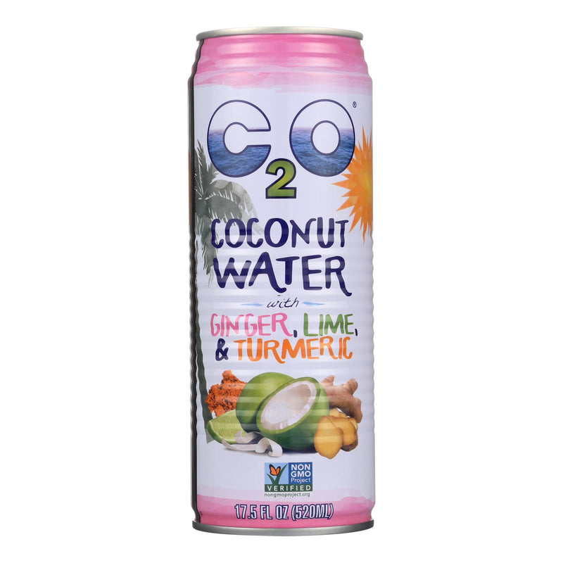 Pure Coconut Water with Ginger, Lime, and Turmeric 17.5 Fl Oz., Pack of 12 - Cozy Farm 
