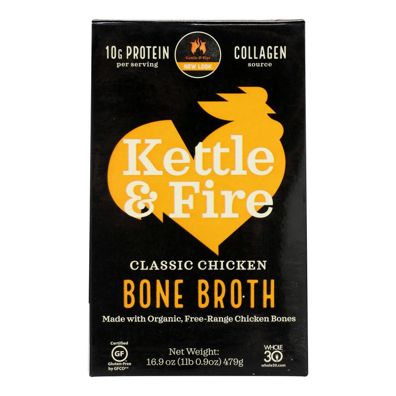 Kettle & Fire Chicken Bone Broth, 6-Pack, 16.9 Oz. Each - Cozy Farm 