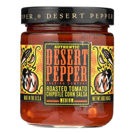 Desert Pepper Trading Medium Hot Roasted Tomato Chipotle Corn Salsa (Pack of 6 - 16 Oz.) - Cozy Farm 