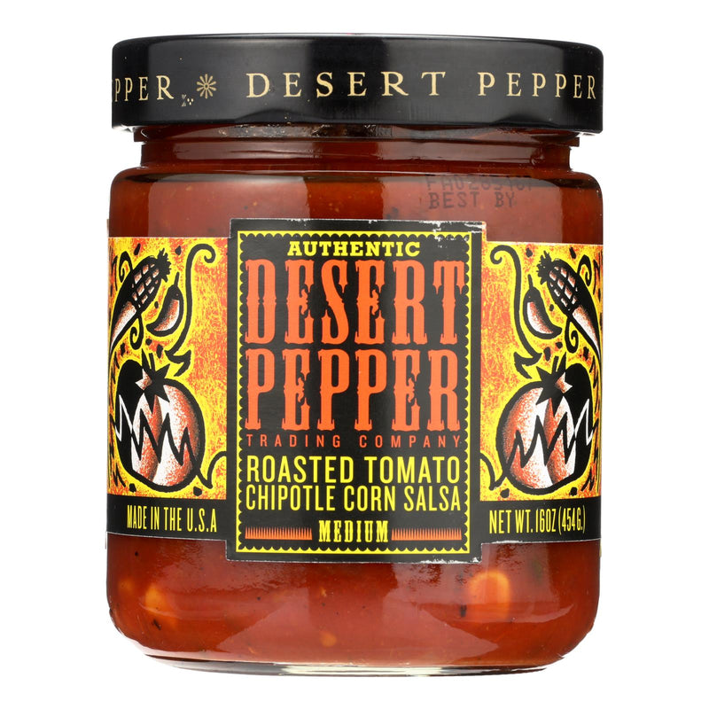 Desert Pepper Trading Roasted Tomato Chipotle Corn Salsa, Medium Hot (Pack of 6 - 16 Oz.) - Cozy Farm 