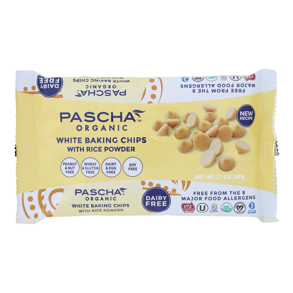Pascha Organic Rice Milk Chocolate Baking Chips (Pack of 8) - White Chocolate - 7 Oz. - Cozy Farm 