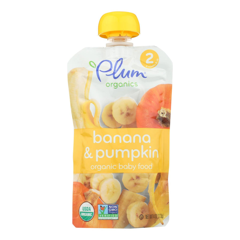 Plum Organics Baby Food (Pack of 6) - Organic Pumpkin and Banana - Stage 2, 6 Months & Up - 3.5oz - Cozy Farm 