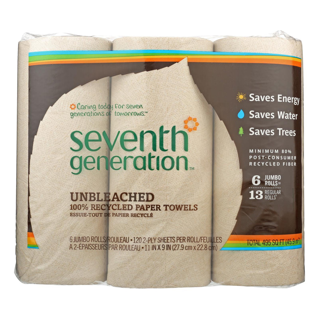 Seventh Generation Unbleached Recycled Paper Towels (Pack of 4 - 120 Count) - Cozy Farm 