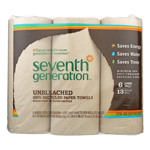 Seventh Generation Unbleached Recycled Paper Towels (120 Sheets per roll, 4 Rolls) - Cozy Farm 