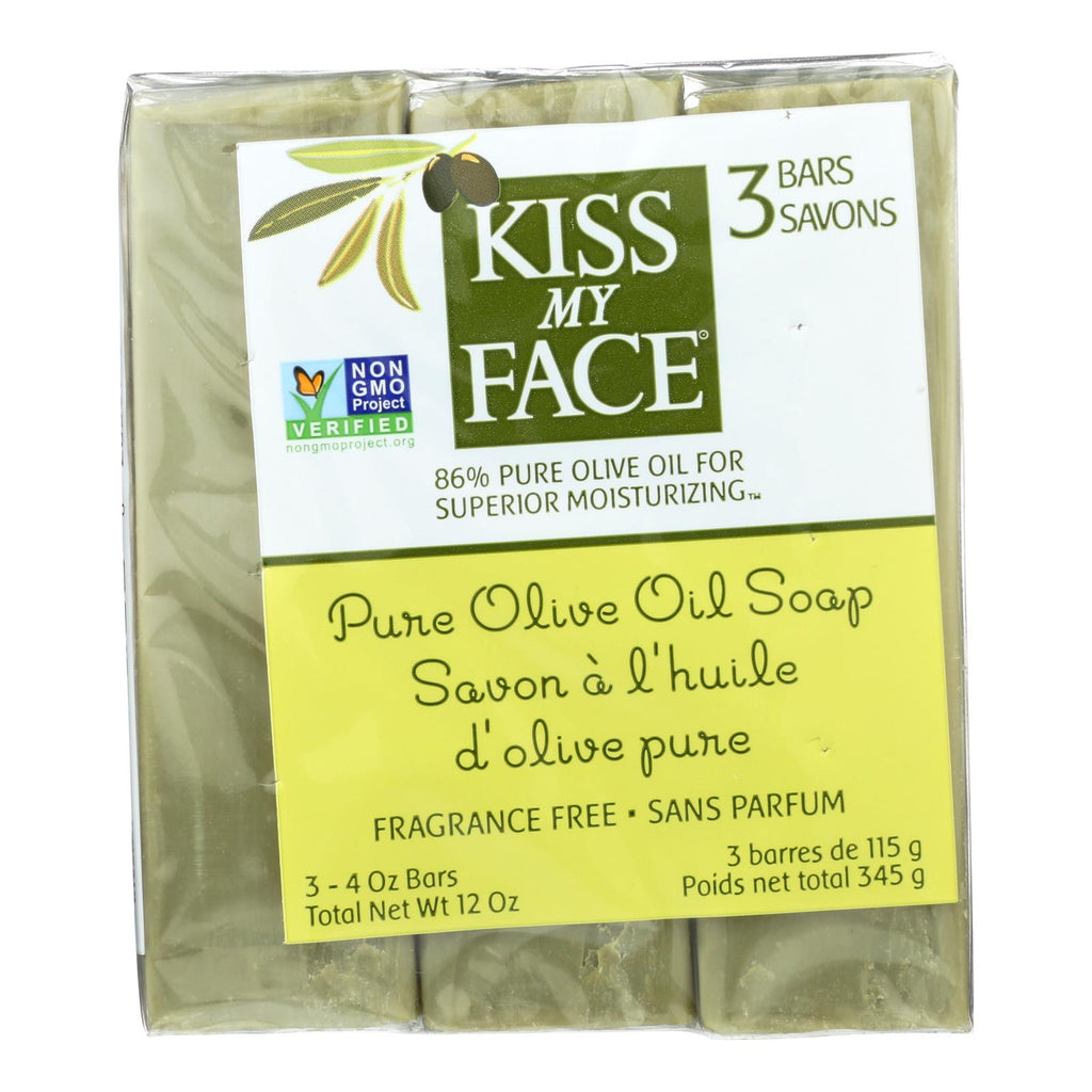 Kiss My Face Pure Olive Oil Moisturizing Soap (Pack of 3 - 4 Oz.) - Cozy Farm 