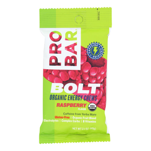 Pro Bar Bolt Energy Chews - Organic Raspberry - 2.1 oz (Case of 12) - Cozy Farm 