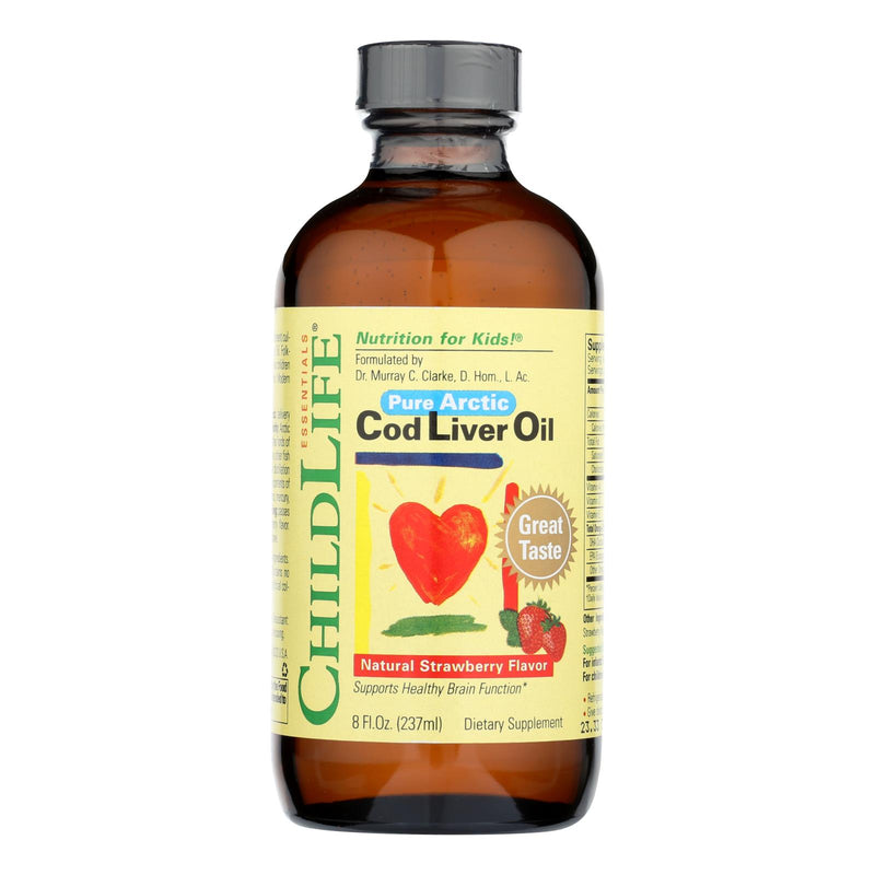 Childlife Strawberry-Flavored Omega-3 Cod Liver Oil - 8 Fl Oz - Cozy Farm 