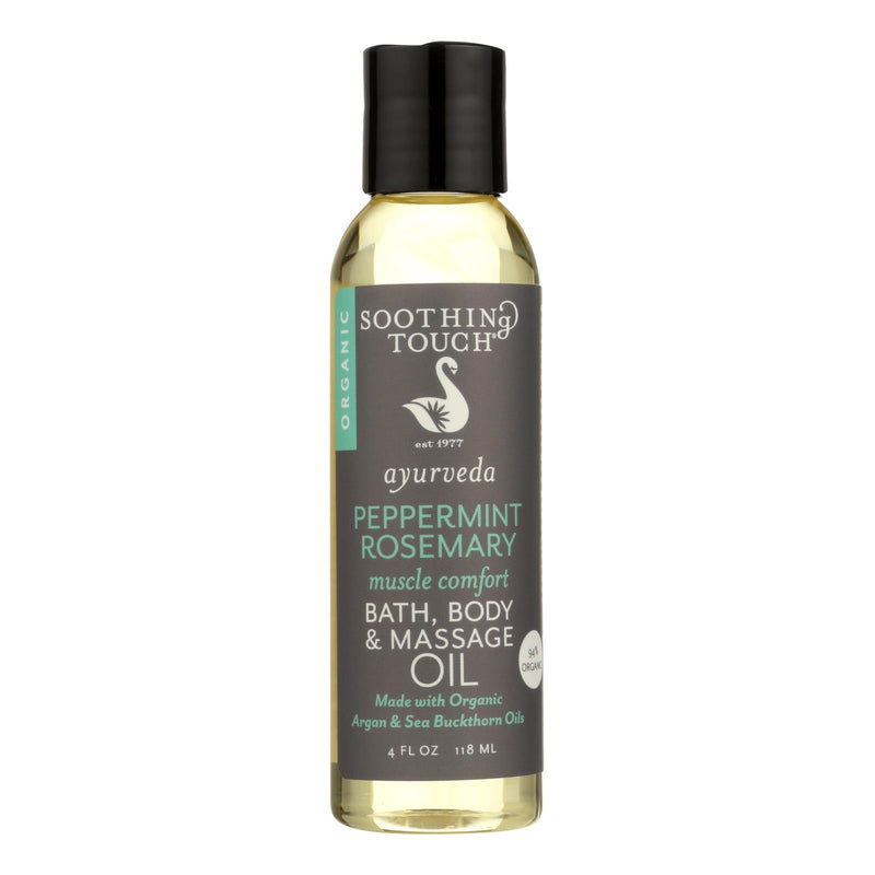 Soothing Touch Ayurveda Peppermint & Rosemary Muscle Comfort Bath Body & Massage Oil (4 Oz.) - Cozy Farm 