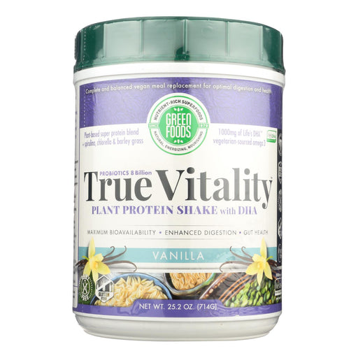 Green Foods True Vitality Plant Protein Shake in Vanilla  - 25.2 Oz. - Cozy Farm 