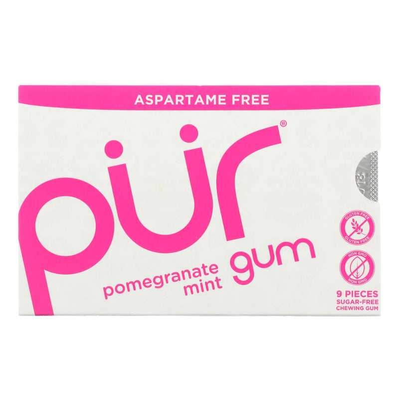 Pur Gum Pomegranate Mint Aspartame-Free Gum (12.6 g - 9 Pieces/Pack) - Case of 12 - Cozy Farm 