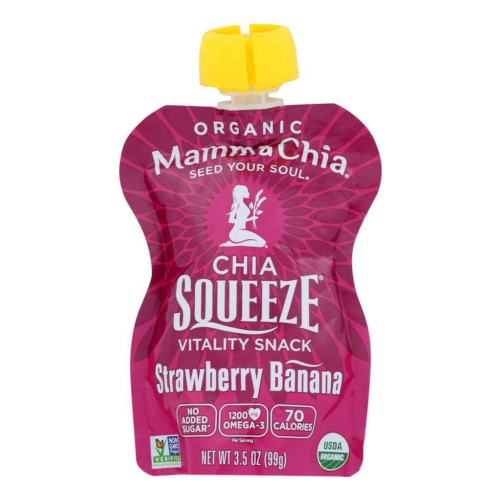 Mamma Chia Squeeze Vitality Snack - Strawberry Banana - 16 Pack - 3.5 Oz. - Cozy Farm 